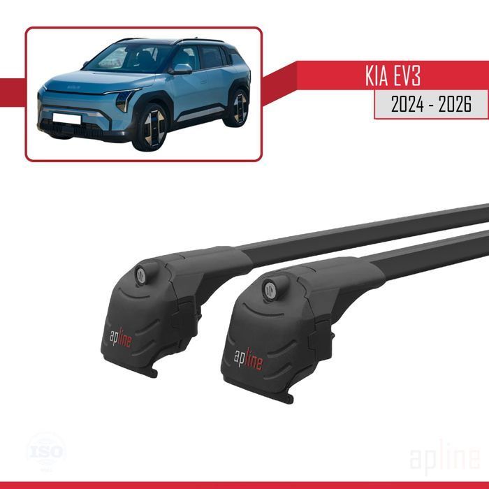 Compatibel met Kia EV3 2024-2026 ACE-2 dakdragers/bagagedrager van zwart aluminium, 2 stangen.