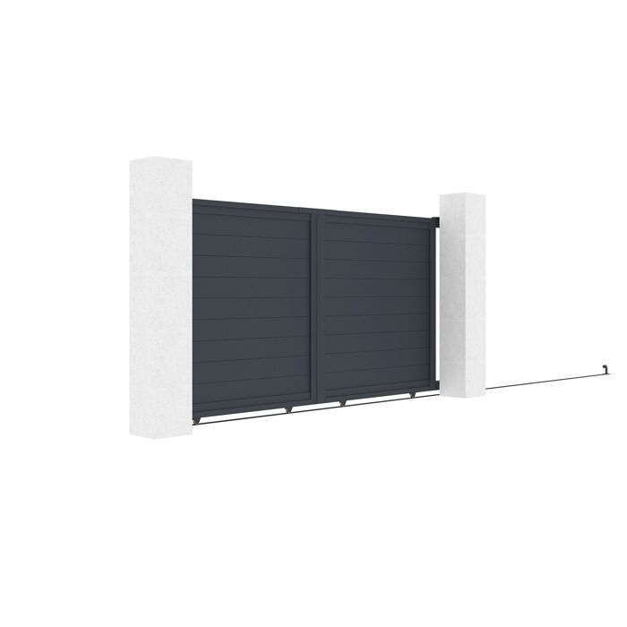 Conjunto de puerta corredera y puerta peatonal - Casanoov - EIGER - 3 m de altura (163 cm) / Puerta peatonal de 1 m de altura (163 cm) - Gris antracita - Aluminio