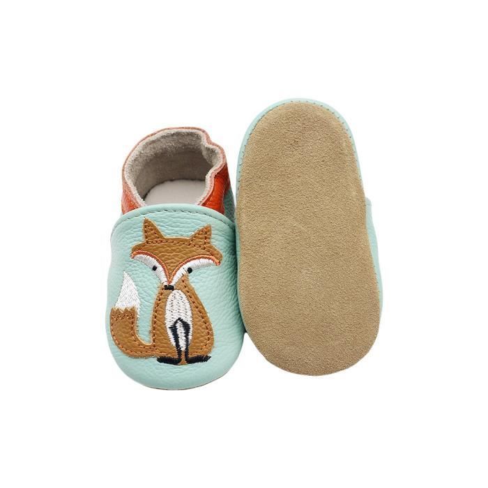 Pantuflas de piel suave para bebé - INSFITY - Azul claro - Unisex