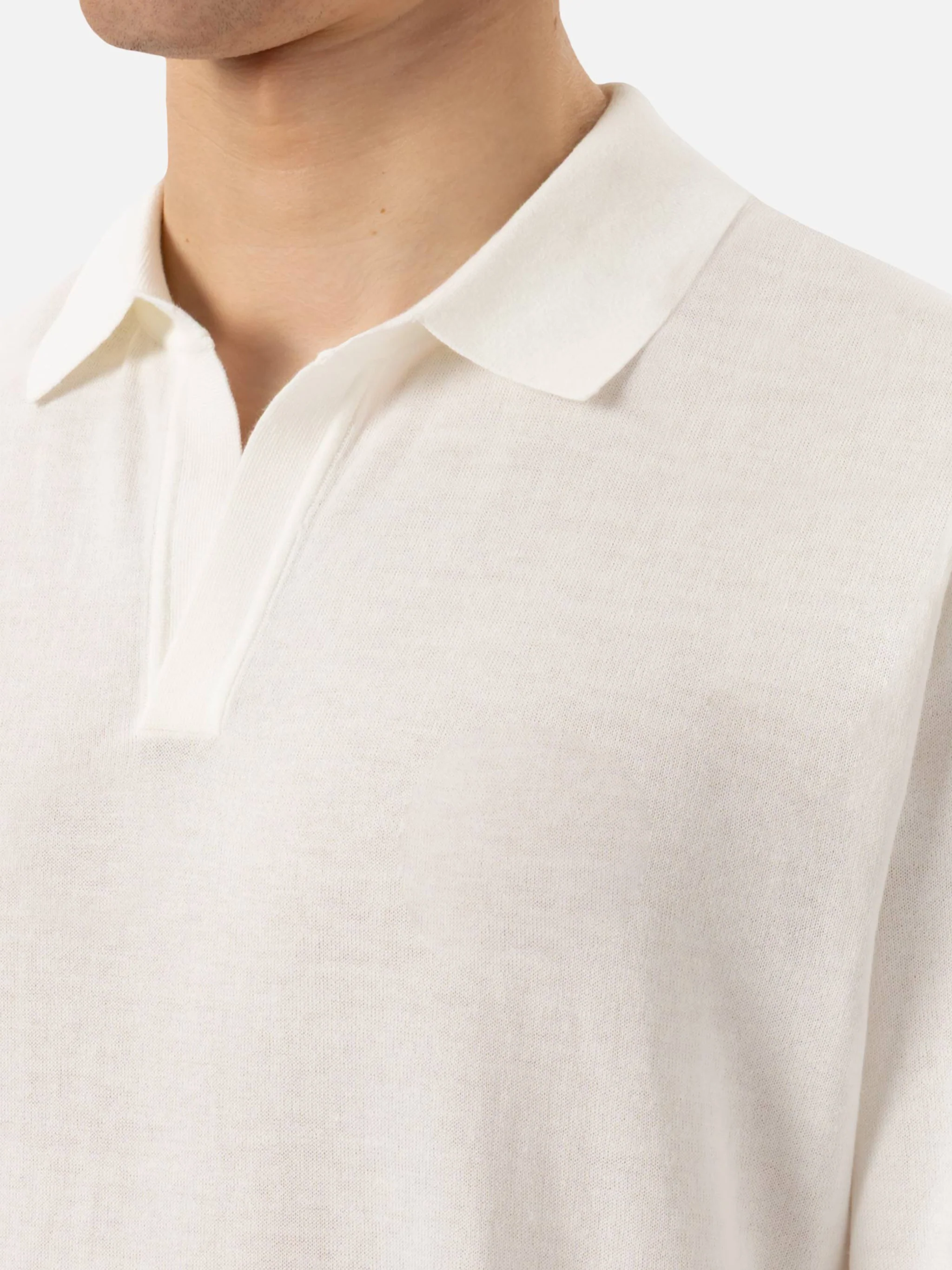 Sloan poloshirt zonder knoopjes in wit gebreid