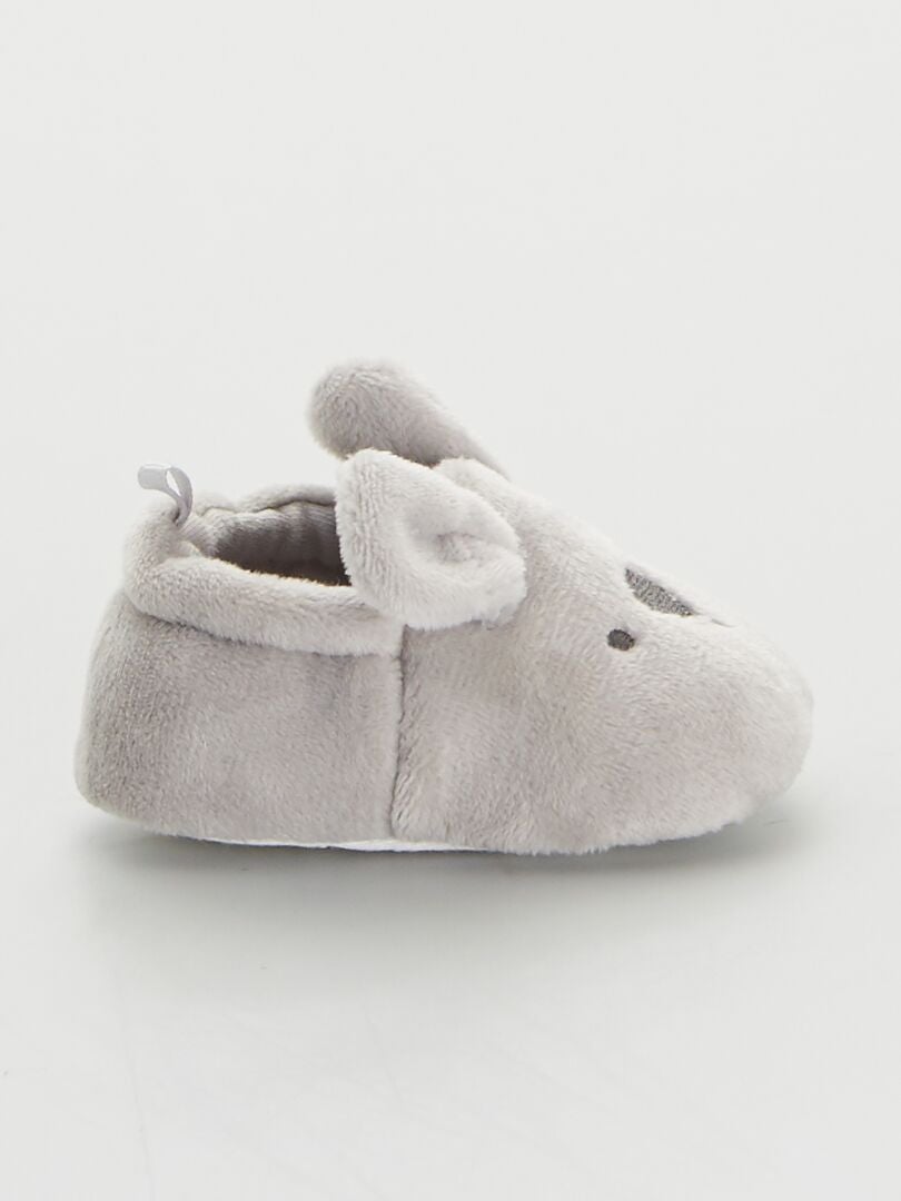 Fluwelen babyslofjes - grijs