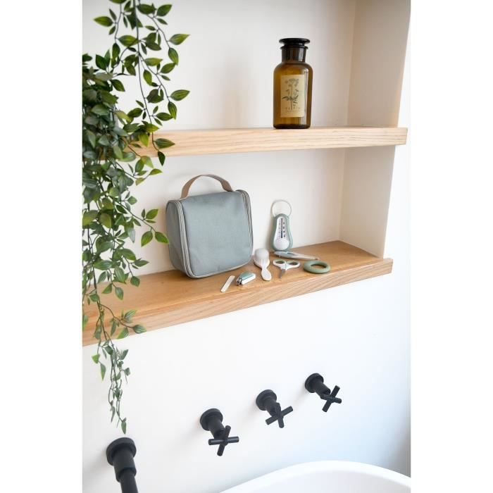 BEABA, neceser para bebé, portátil, 9 accesorios, verde salvia