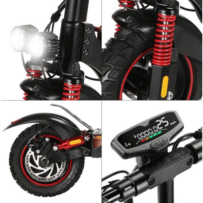 Monopattino elettrico per adulti EBOOST GO, autonomia di 50 km, velocità massima di 25 km/h, pieghevole, sospensioni anteriori e posteriori, doppi freni a disco.