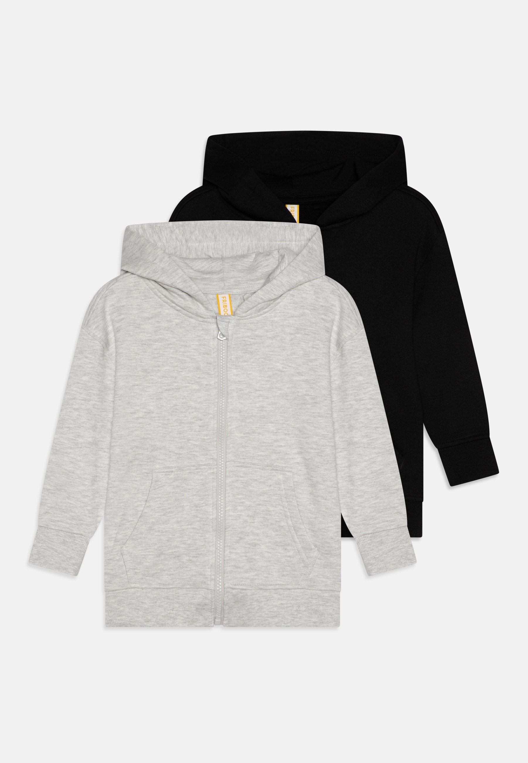 Friboo 2-PACK UNISEX HOODIE MET RITS - Hoodie - zwart/gevlekt lichtgrijs