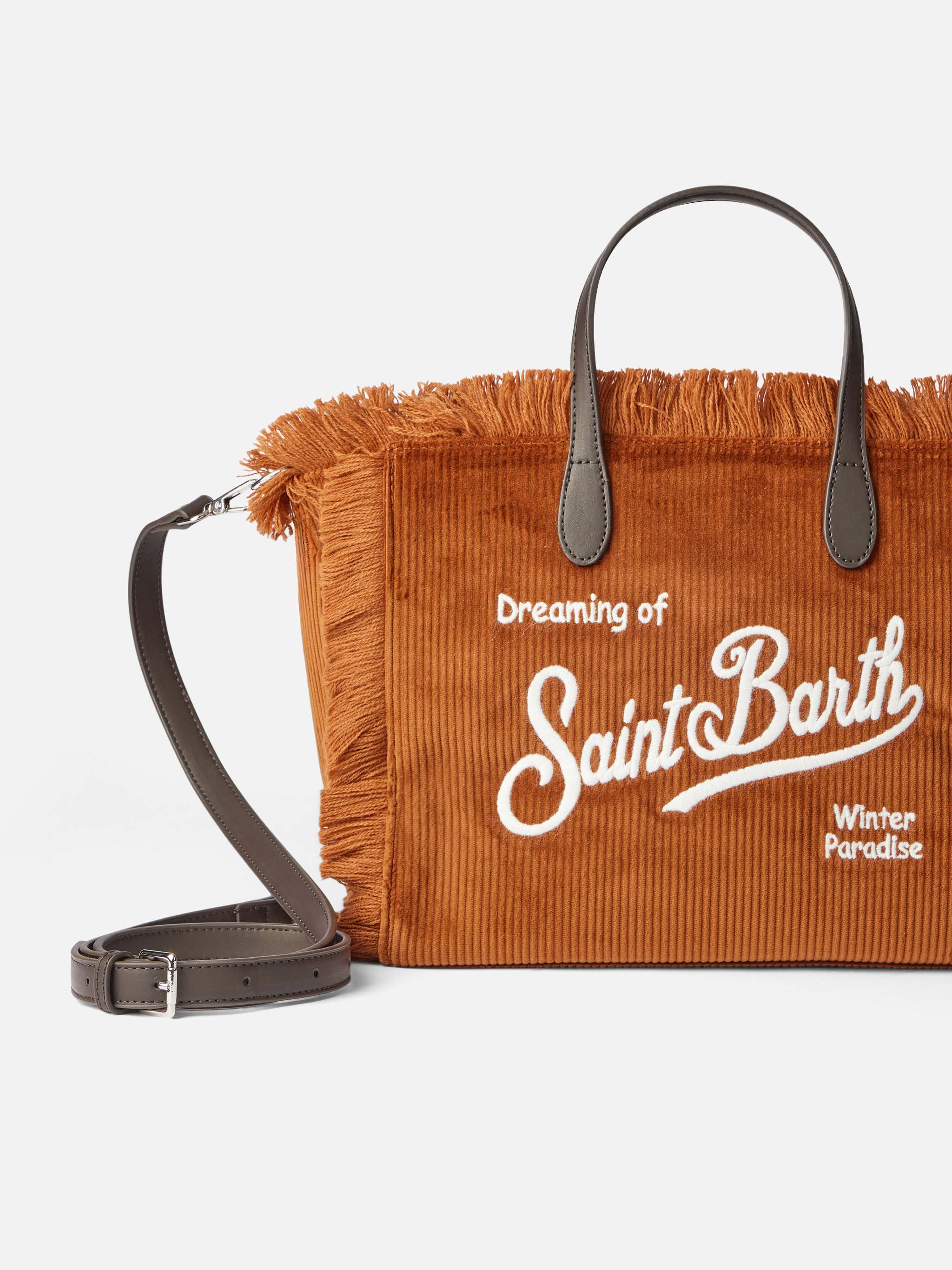 Colette tas van bruin corduroy met logo-borduurwerk