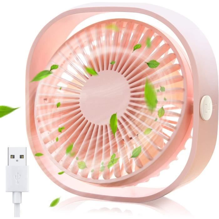 Draagbare ventilator - BEMUCY - Mini USB-ventilator - 3 snelheden - Stil - Roze