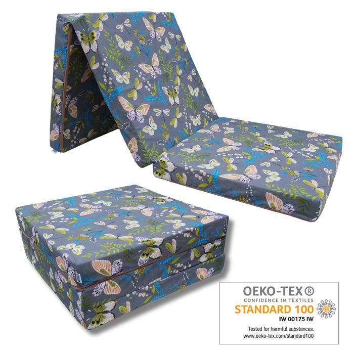 Matelas 195x65x10 cm lit futon pliable pliant - NATALIA SPZOO - 65x195 cm epaisseur 10 cm - Soutien ferme - Housse amovible