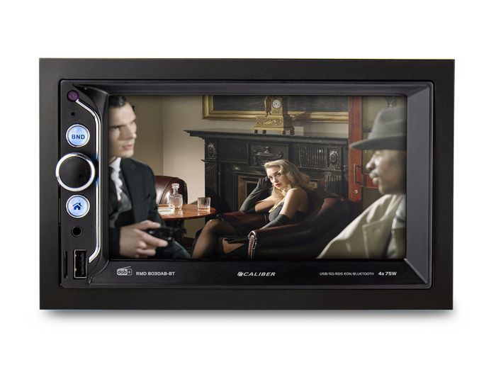 Rádio automotivo - Caliber RMD803DAB-BT - DAB Plus com tela sensível ao toque e Bluetooth, 190 x 105 x 115 mm, preto
