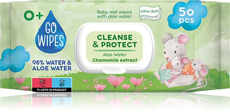 GoWipes Reinigungs- und Schutztücher mit Kamillenextrakt und Aloe Vera für Babys