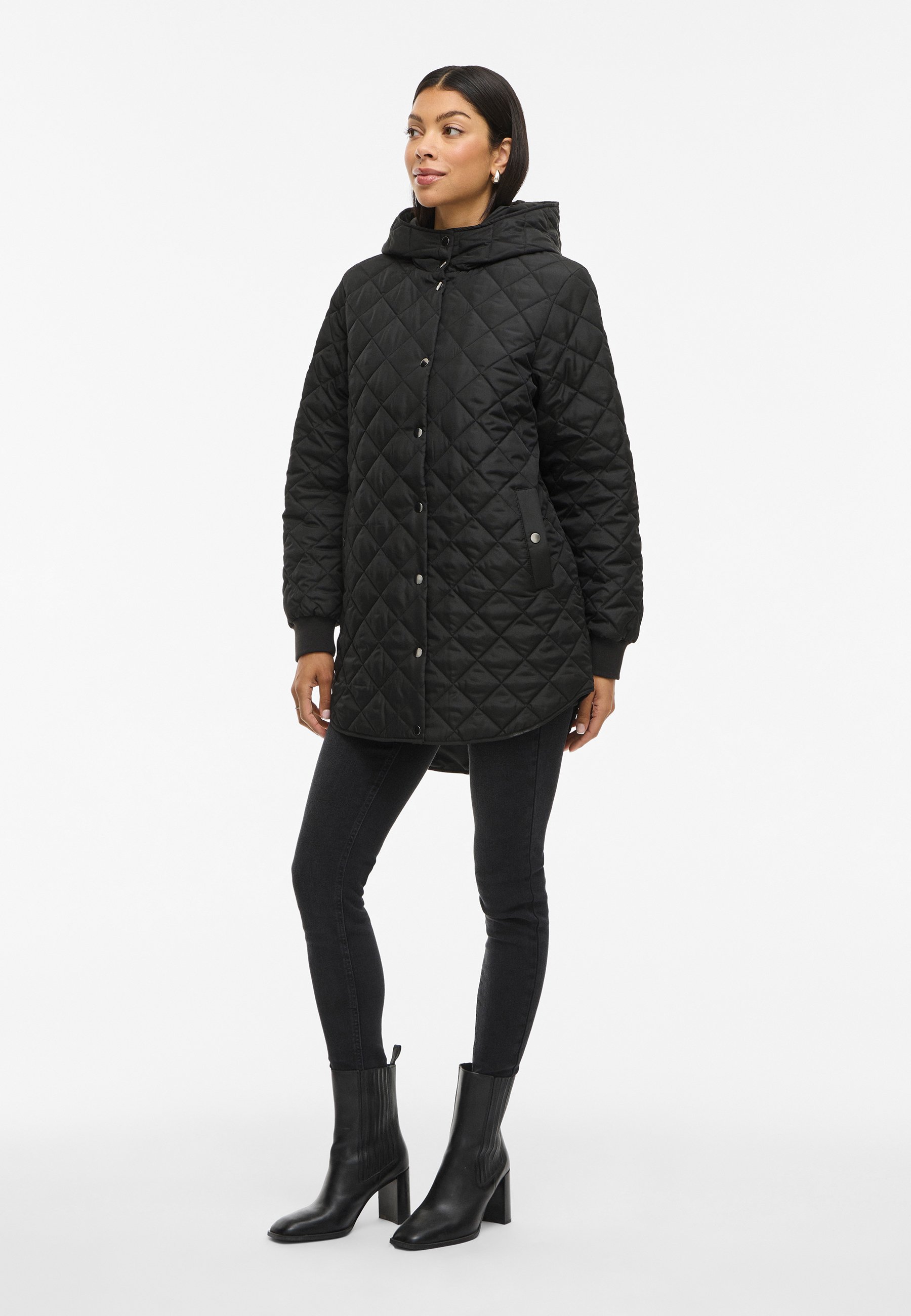 VILA VITATE LS HOODED - Płaszcz zimowy - czarna piękność