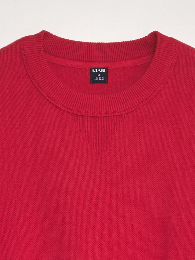 Suéter de tricô com gola redonda - vermelho