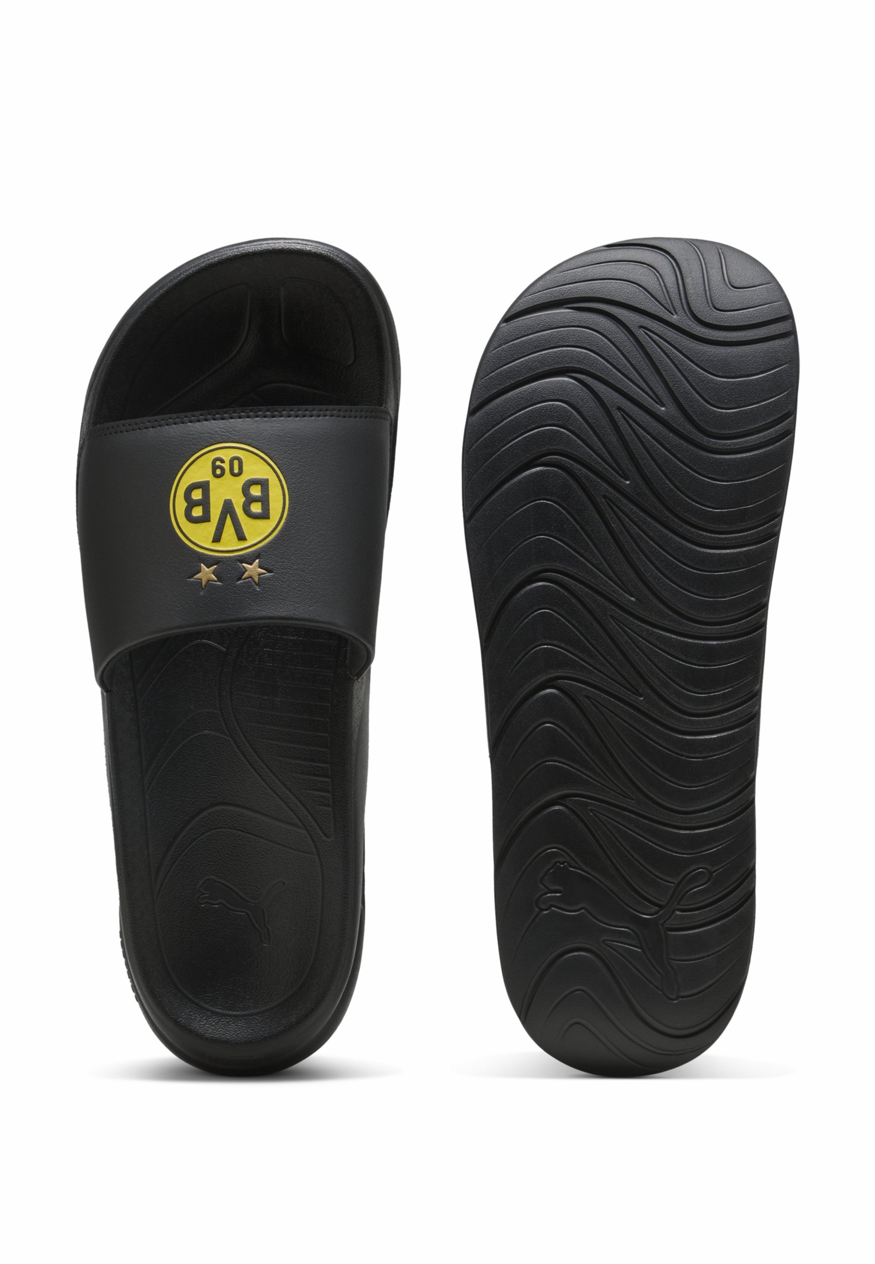 Puma TEAMCAT BVB SLIDES - Mules - zwart sneller geel overwinning goud