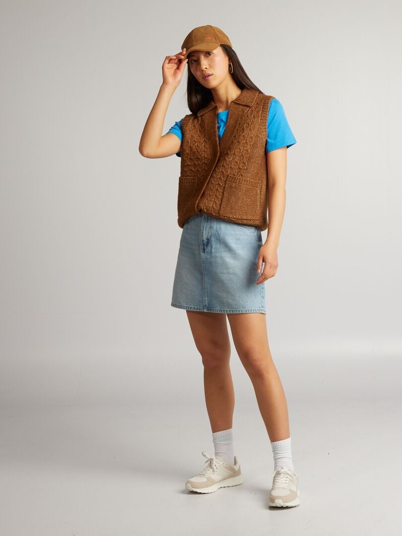Gebreid vest - BRUIN