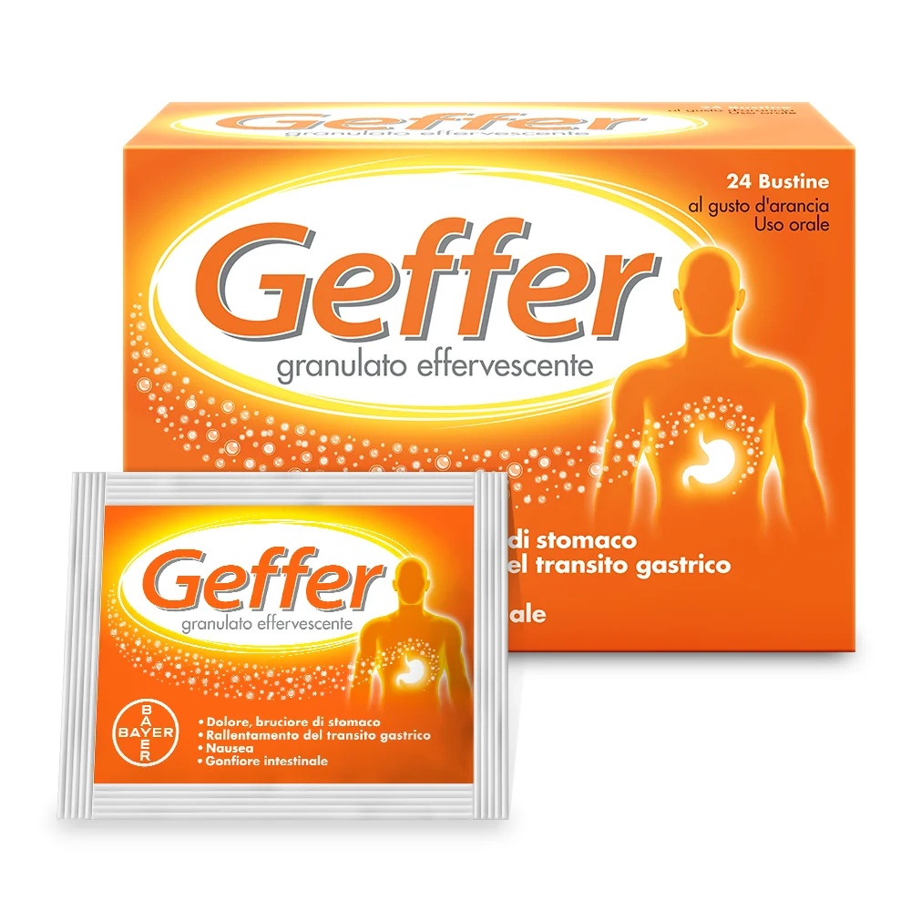 Bayer Geffer Antacidum 24 sachês para azia e náuseas.