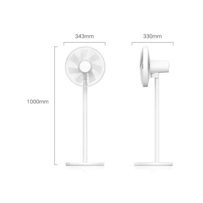 Ventilatore a piantana Xiaomi PYV4007GL da 45 W in metallo bianco con 3 velocità.