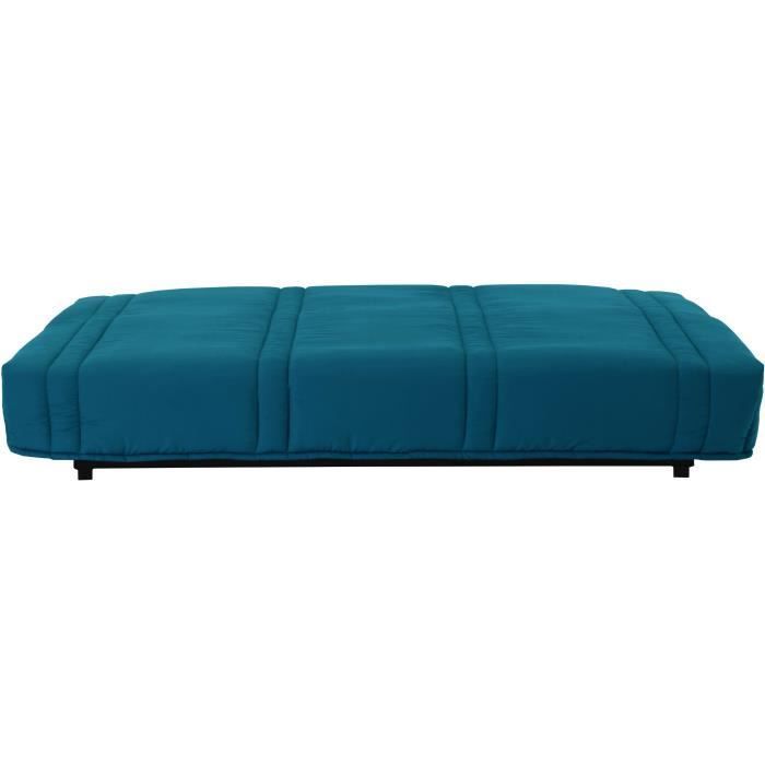 Sofá cama clic-clac de 3 plazas - Azul pato - 100% algodón - Ancho 193 x Profundidad 92 cm - LENA