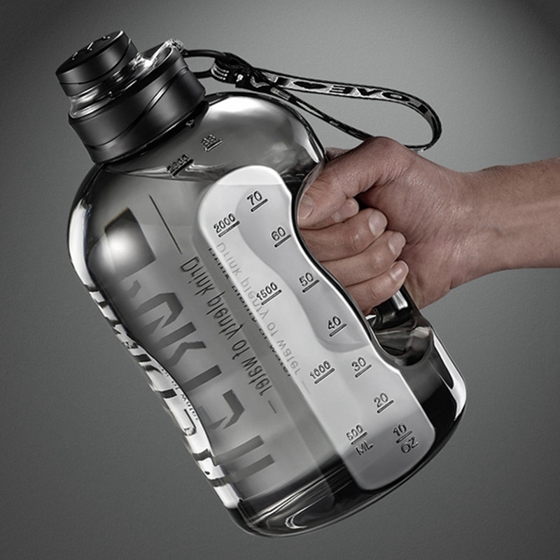 Gourde de sport de 2,7 litres avec paille, grande gourde portable pour le sport et le fitness, avec graduation du temps, sans BPA.