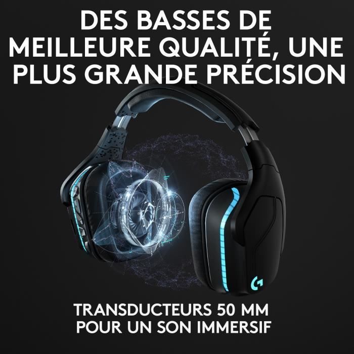 Casque Gaming Sans fil - LOGITECH G - G935 LIGHTSYNC - Son Surround 7.1 - Micro à bascule - Pour PC/MAC/PS4/NINTENDO Switch - Noir