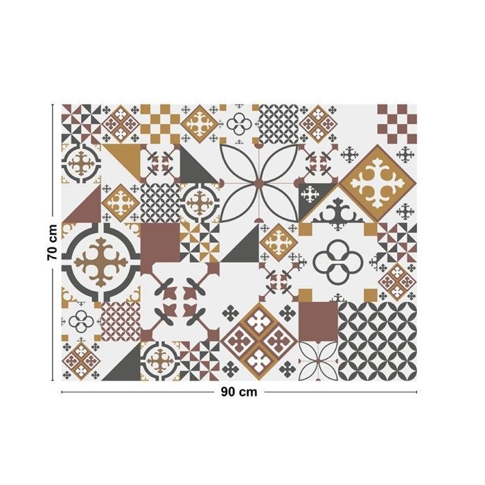 Salpicadero de aluminio - efecto azulejo de cemento naranja - 70x90 cm - 99 Déco