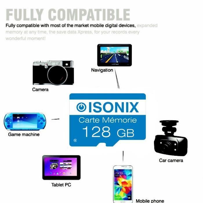Speicherkarte – ISONIX – Micro SDXC 128 GB – Klasse 10 – UHS-I – Blau