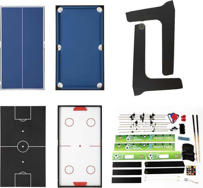 4ft Folding Games Table - 4 in 1 Kids Games Table - Foosball-Billiards-Table Tennis-Hockey - Interactive Parent-Child Games