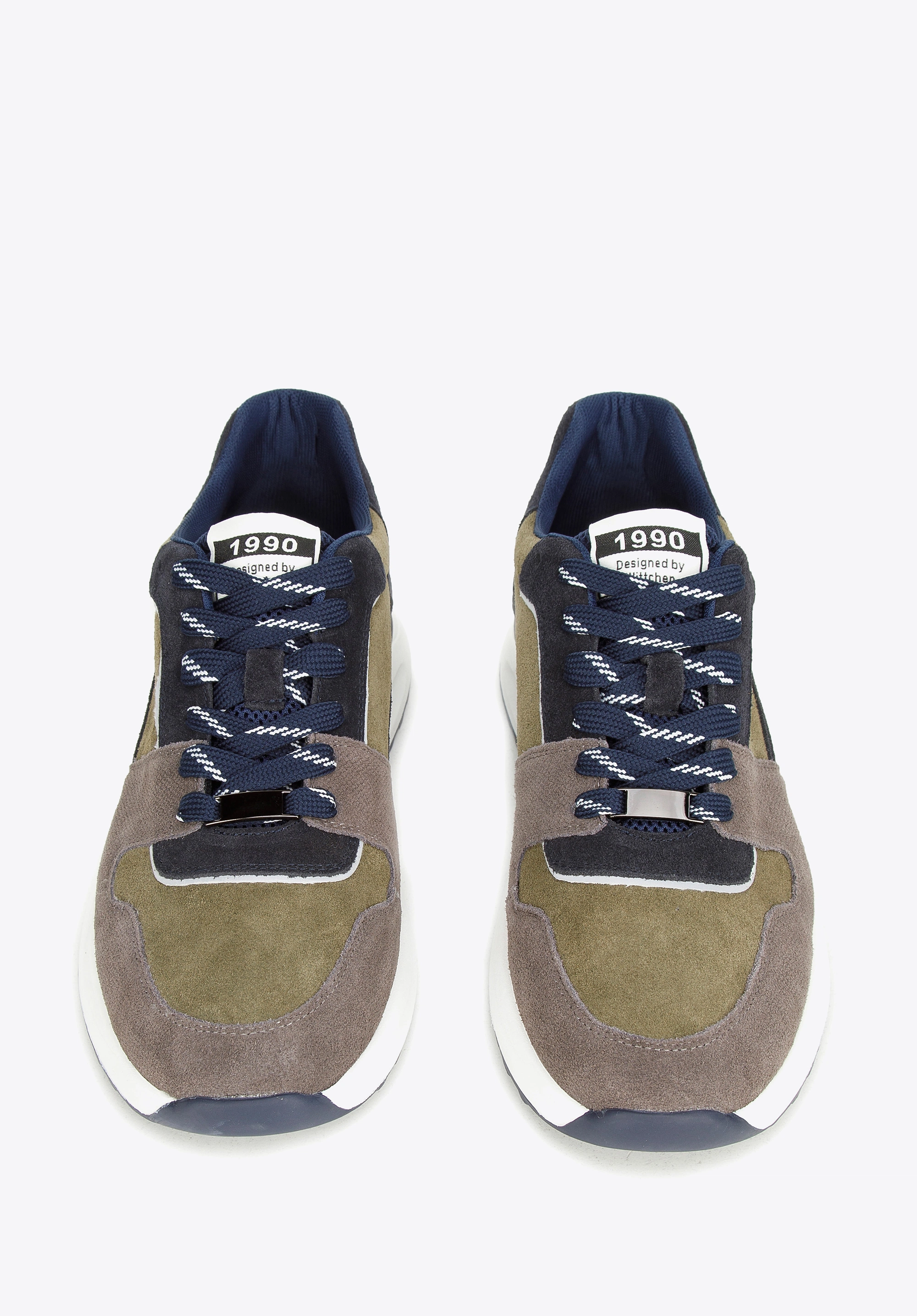 Męskie sneakersy z odblaskową wstawką zielono-szare