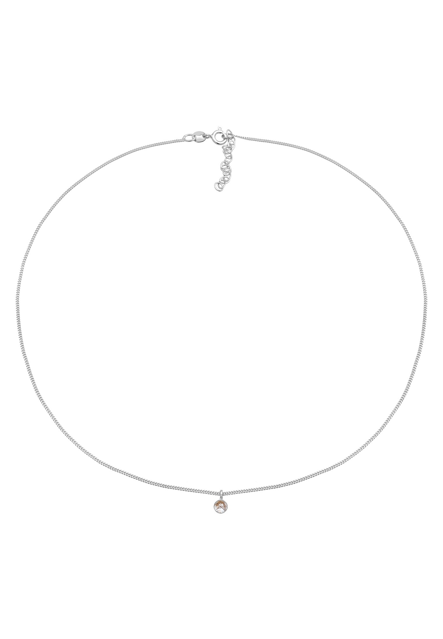 Elli Choker Pendentif Solitaire avec Quartz Tourmaline Collier Femme - (925/1000) Argent