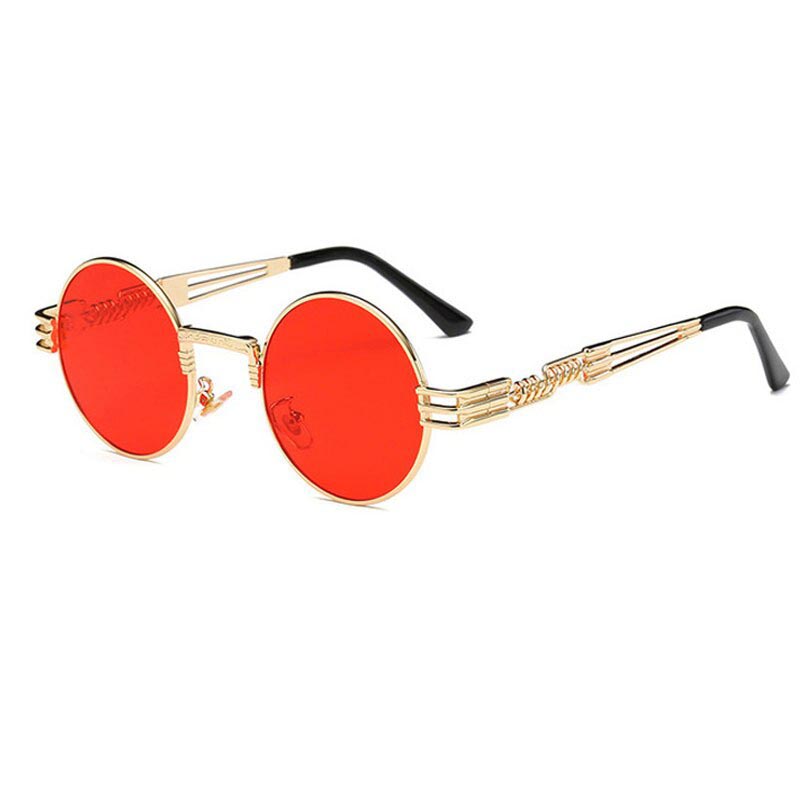 Steampunk-Sonnenbrille, luxuriöse runde Herren-Sonnenbrille, beschichtetes Metall