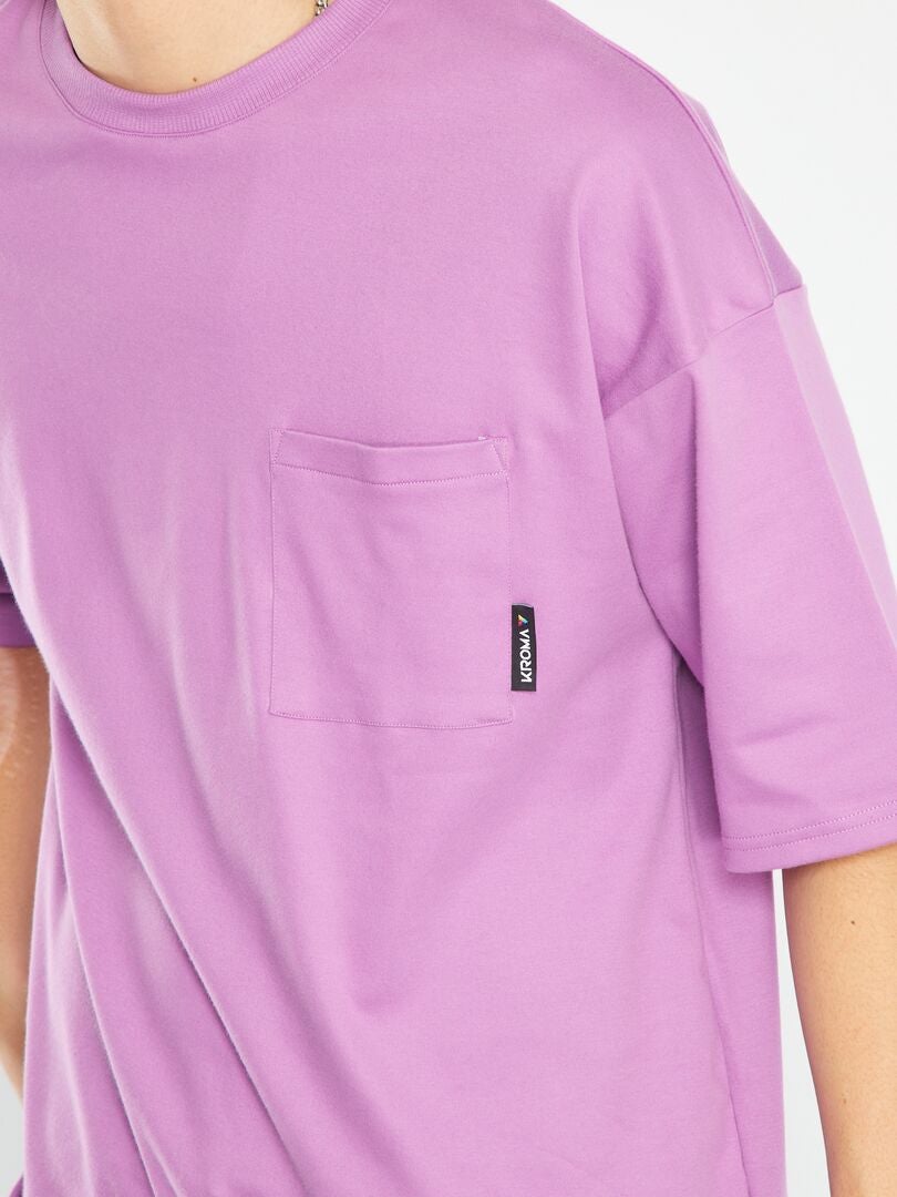 T-shirt met borstzak - ROZE