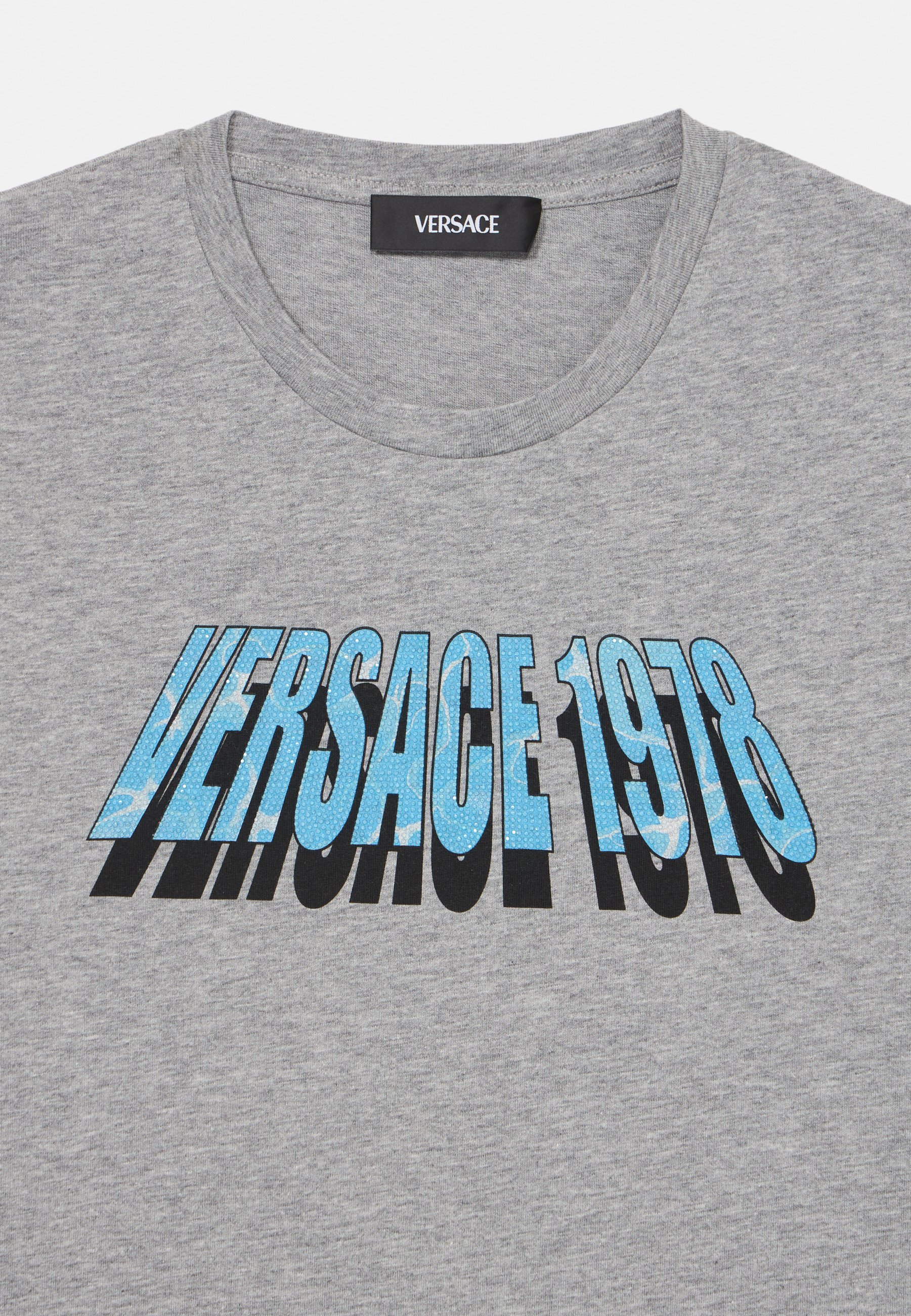 Versace POOL PRINT UNISEX - T-shirt met print - grijs/lichtblauw/zwart