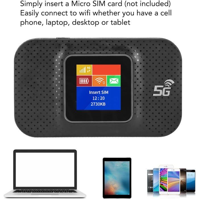 Punto de acceso WiFi móvil, dispositivo de punto de acceso WiFi 4G LTE desbloqueado, router WiFi portátil con ranura para tarjeta SIM para...