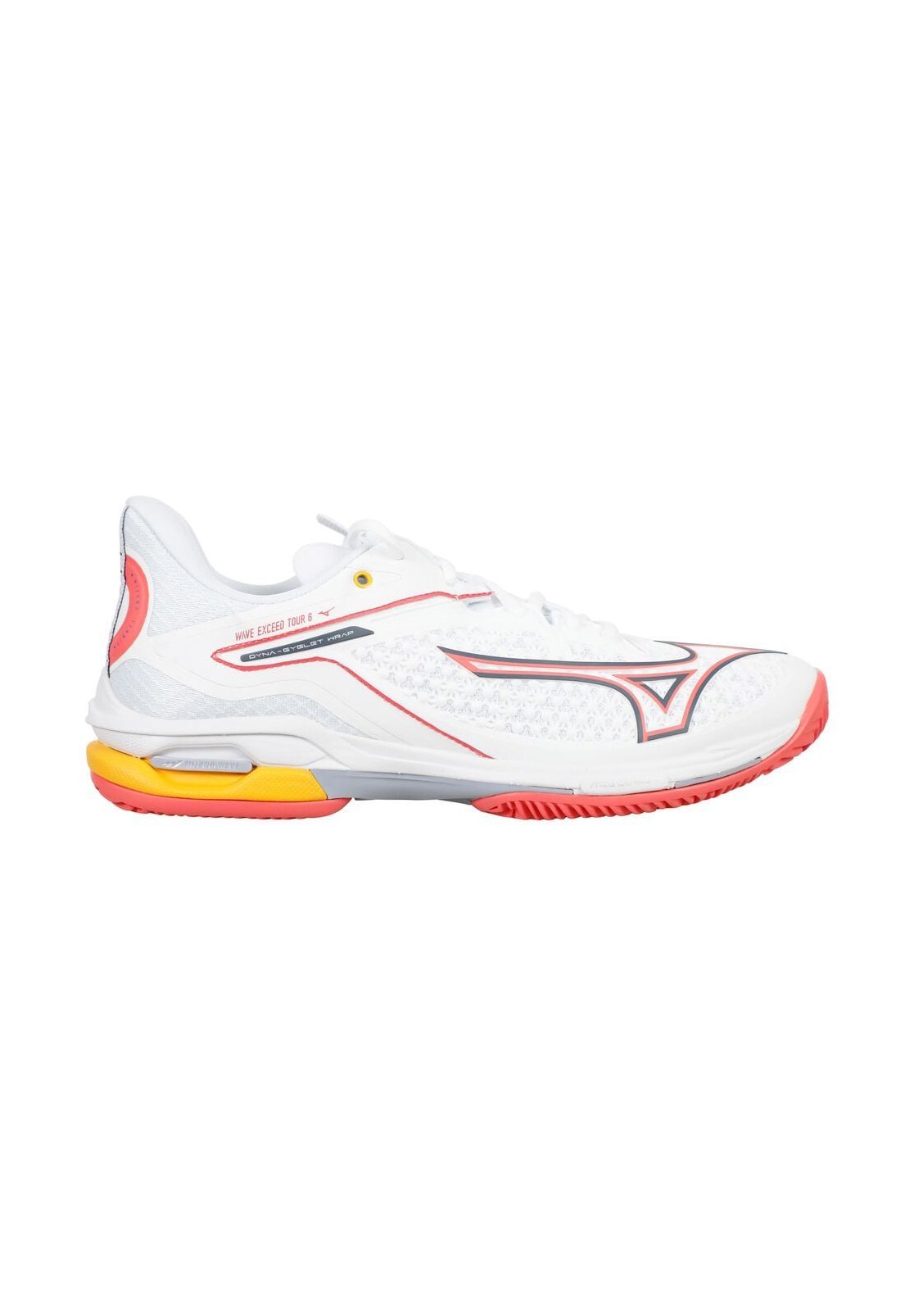 Mizuno WAVE EXCEED TOUR CLAY - Scarpe da tennis per campi in terra battuta - bianco/corallo calypso/blu islandese