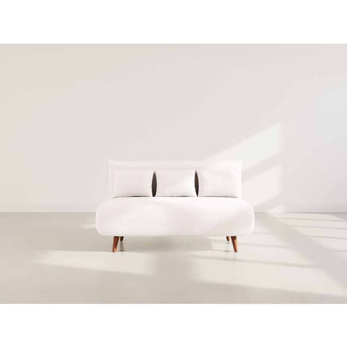 Lumi - Banquette convertible clic-clac 2 places en velours côtelé - Beige