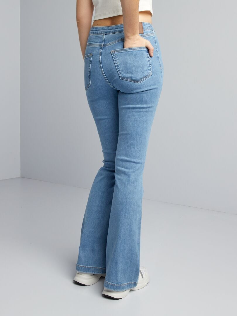 Jeansy z wysokim stanem i rozszerzanymi nogawkami typu bootcut - NIEBIESKIE
