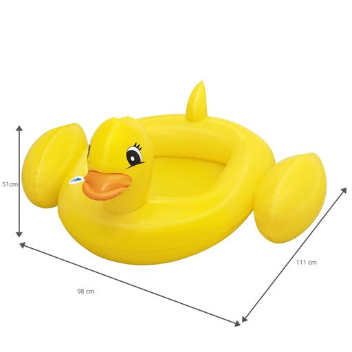  Bestway Oppustelig Andebåd til Børn, Gul, 111x98x51 cm, med Sjov Lyd