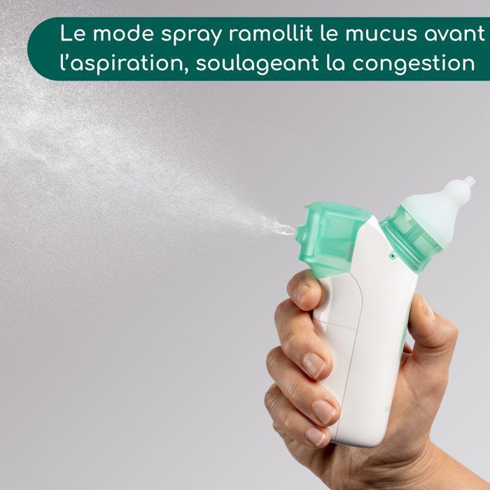 BEBECONFORT Ηλεκτρικός Ρινικός Αποφρακτήρας με Σπρέι, 0+, Αποτελεσματικός και Αθόρυβος Ρινικός Καθαρισμός, Εύκολος Καθαρισμός, Λευκό