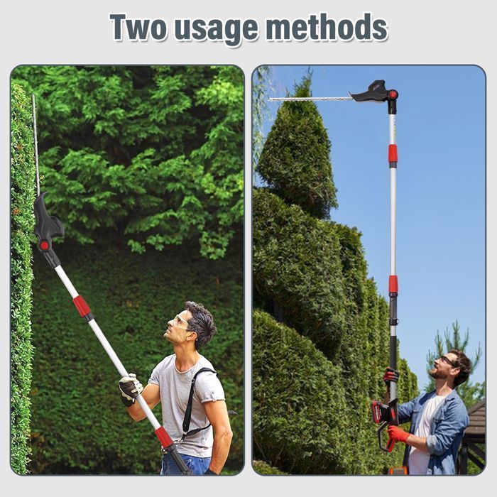 Tagliasiepi a palo - TEENO - 2 in 1 - Batteria 20V 4Ah - Lama da 24 cm - Impugnatura regolabile