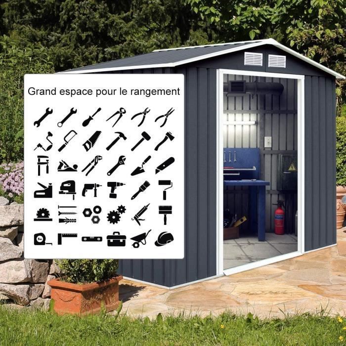 Gartenhaus aus verzinktem Metall, 2,71 m² (213 x 127 x 185 cm), COSTWAY – Hohlboden – Schiebetür, 2 Lüftungsfenster – Grau