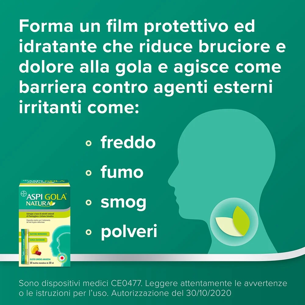 ASPIRINE Sirop Aspi Gola Natura à la cerise et au citron 16 comprimés pour le mal de gorge