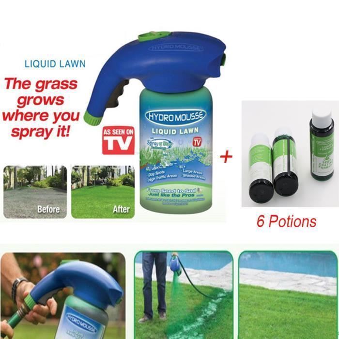 Frasco de spray líquido Hydro Mousse para gramados, relvados e crescimento de jardins - 1 frasco vazio - 6 líquidos - Regador
