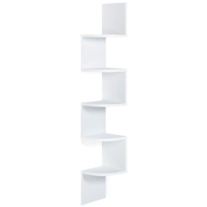 IDMARKET Etagère murale d'angle ISA 5 niveaux blanche