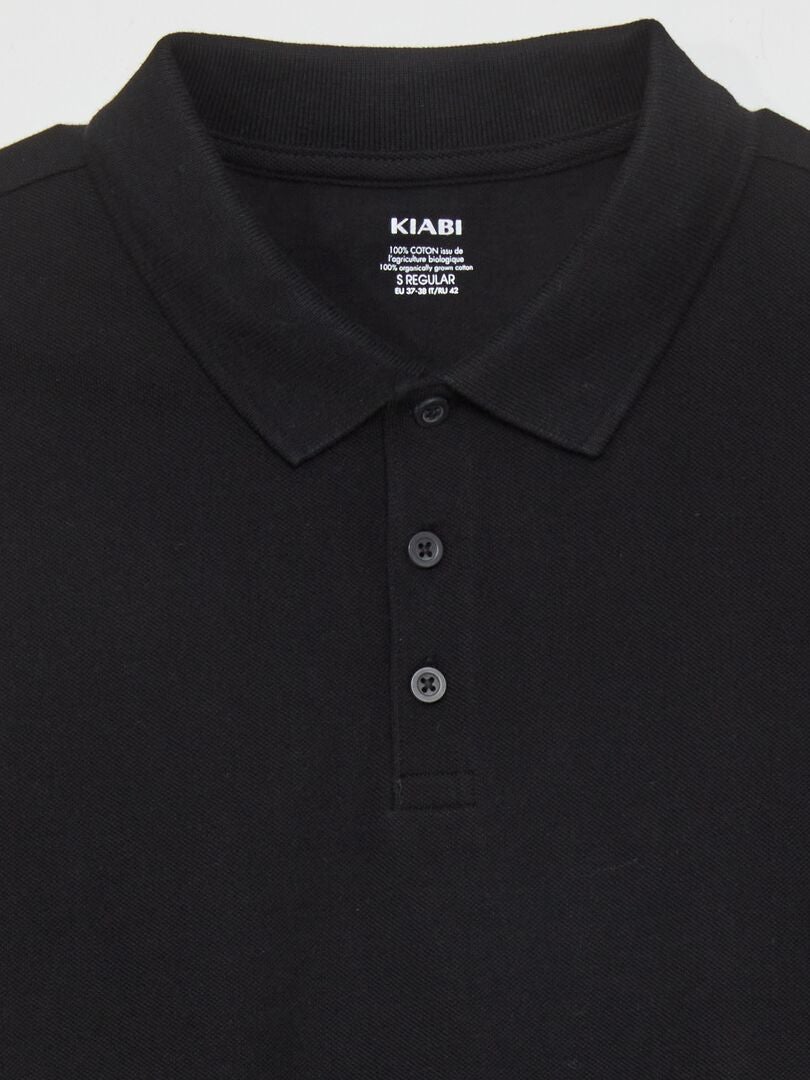 Camisa polo de algodão piqué - preta