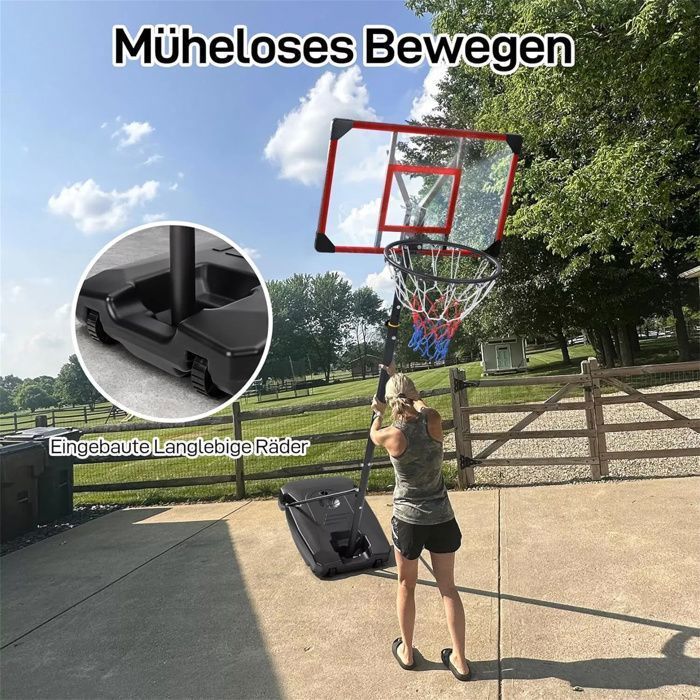 Aro de baloncesto NECHE - Ajustable de 147 a 260 cm - Con ruedas - Se puede rellenar con agua o arena - Unisex
