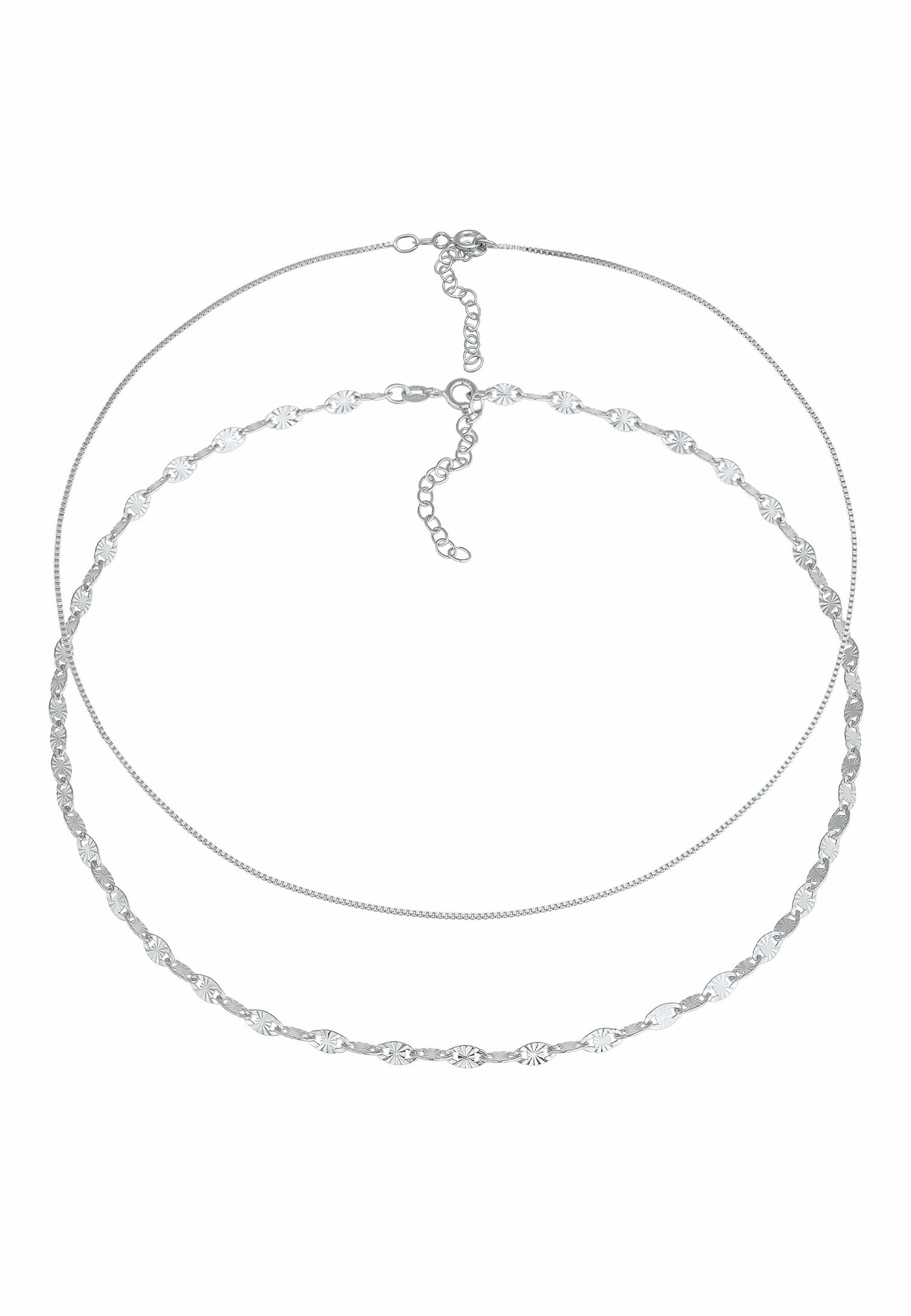 Elli Set de collier pour dames en argent sterling 925, plaquette de chaîne vénitienne réglable