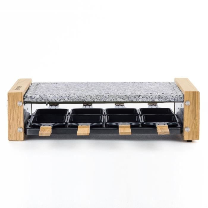 Appareil à raclette HKOENIG - WOD8 - Jusqu'à 8 personnes - Pierre à cuire - Design Bois - 1200W