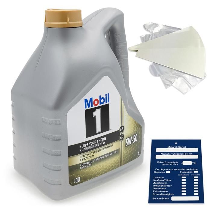 Aceite para motocicleta Mobil 1 FS X1 5W50 de 4 litros MB 229.1 229.3 Porsche A40 Api Sn Sm Kit