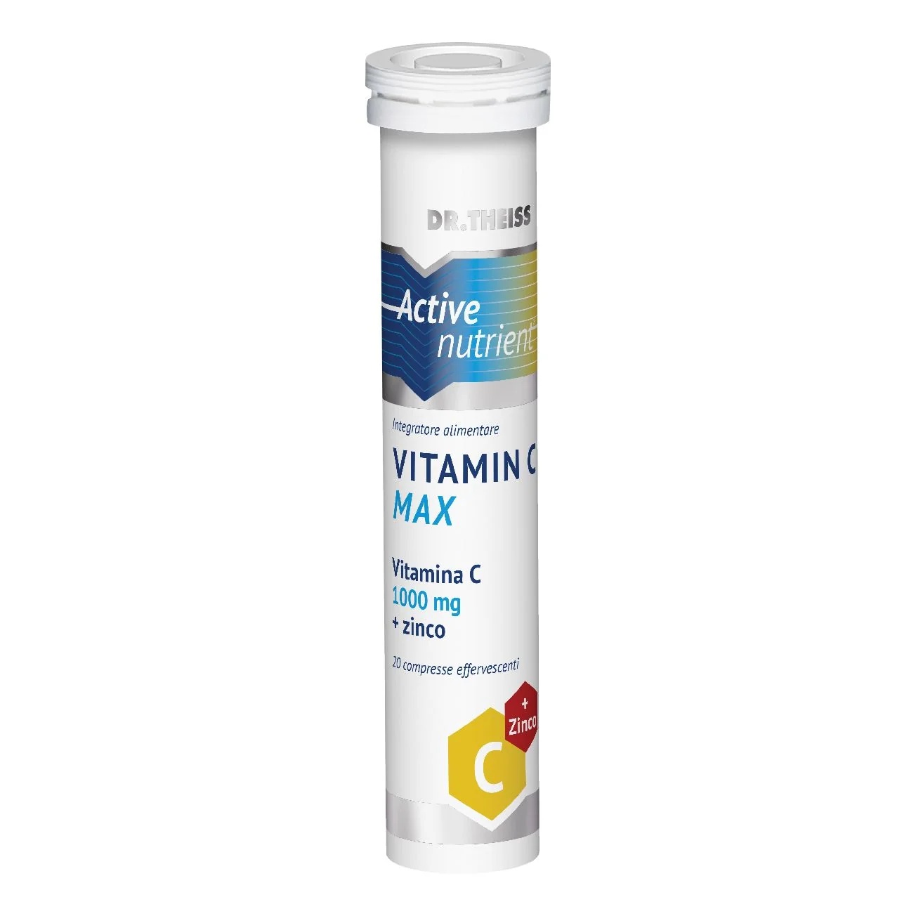 NATURWAREN Theiss aktyvusis maistinis vitaminas C Max 20 putojančių tablečių su citrina 80 g
