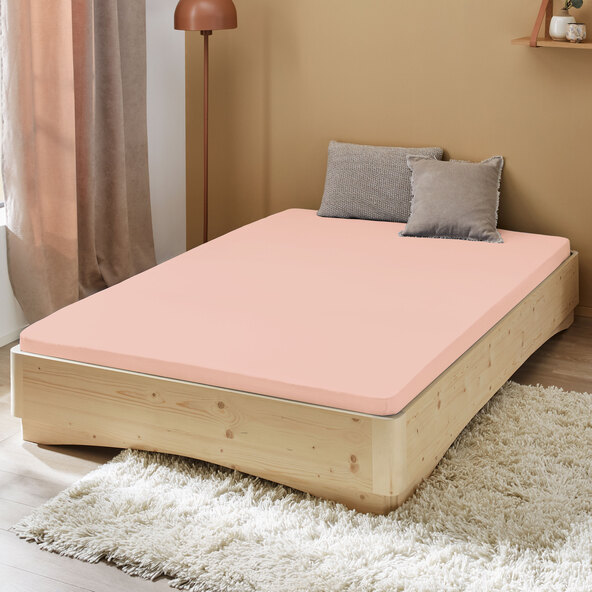 Cearșaf cu elastic din jerseu, 140-160 x 200 cm, roz