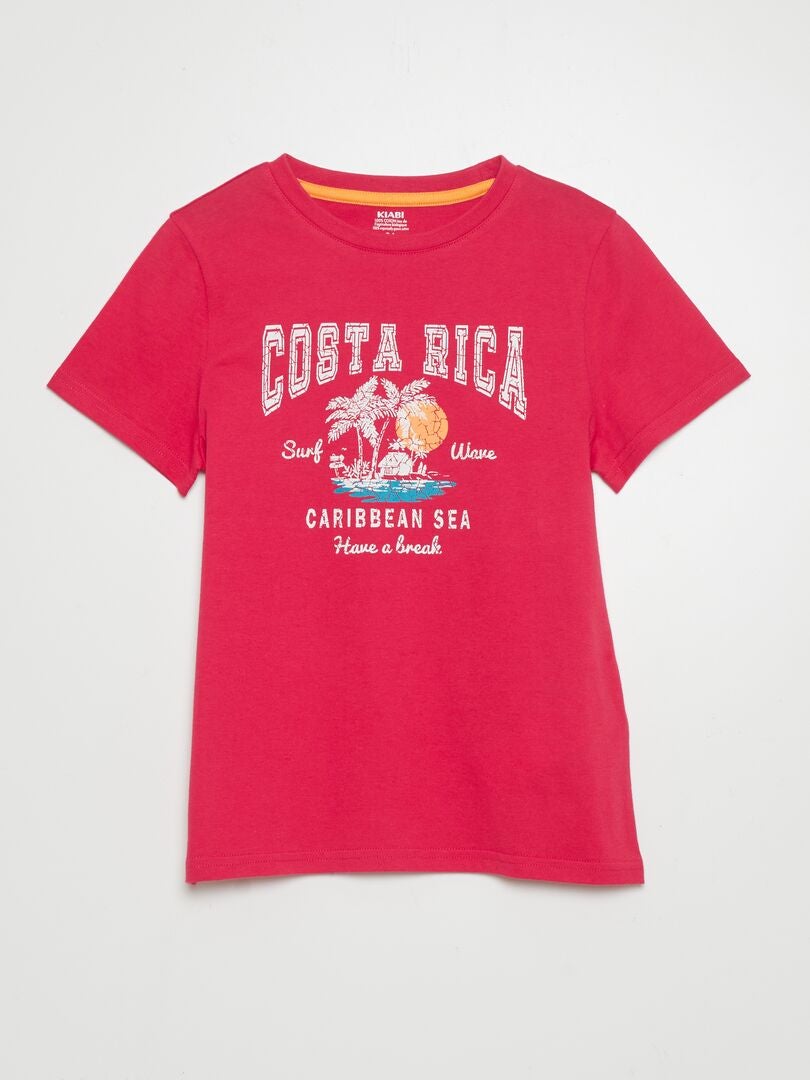 Camiseta de manga curta e gola redonda - VERMELHA