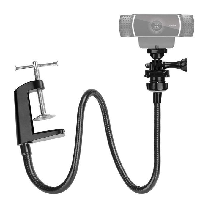 Webcam stand with phone holder, gooseneck desktop camera arm for Logitech C930e C930 C920 C922x webcams